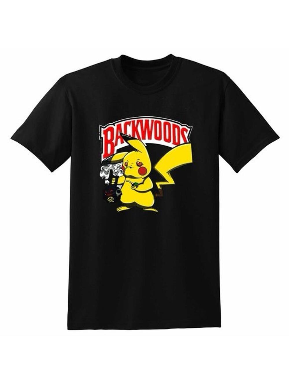 Pikachu Backwoods On Black Authentic Hanes T-shirt Sz M - Unisex